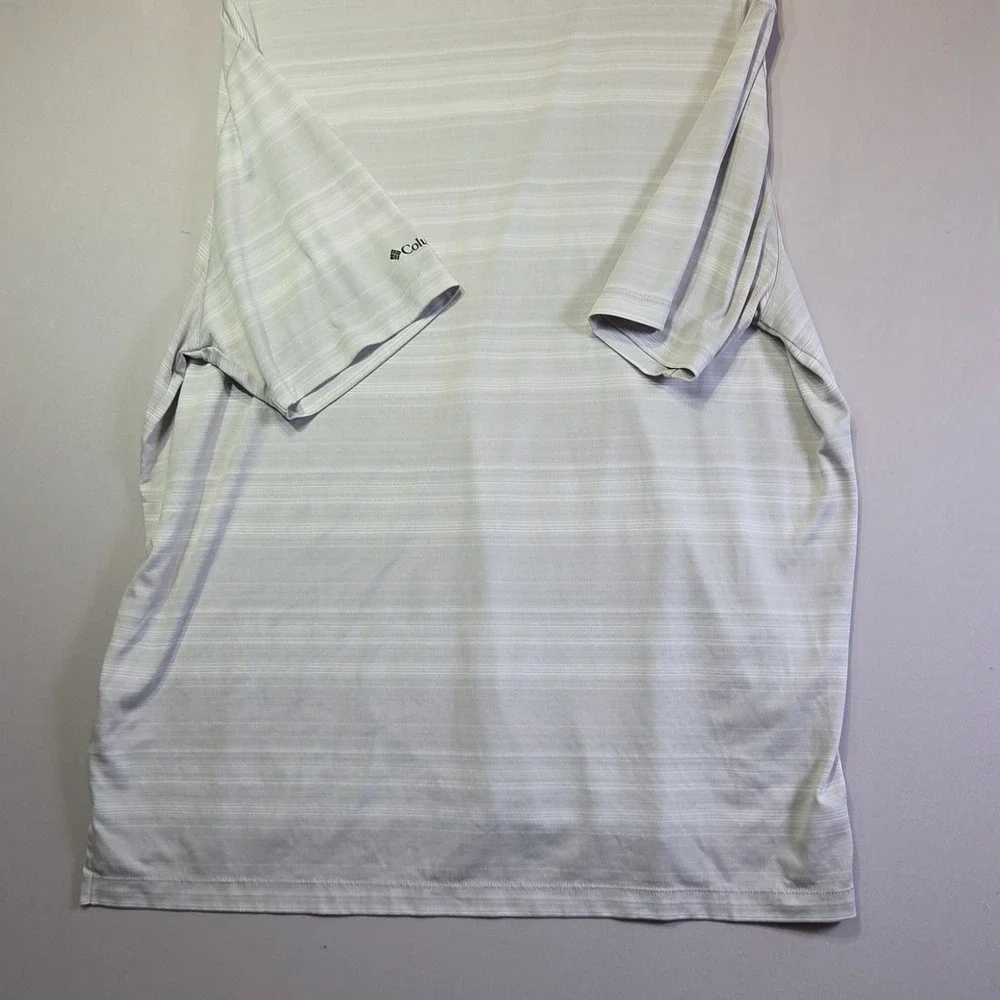Columbia Golf Polo Shirt Men's XXL Gray Striped Performance Short Sleeve